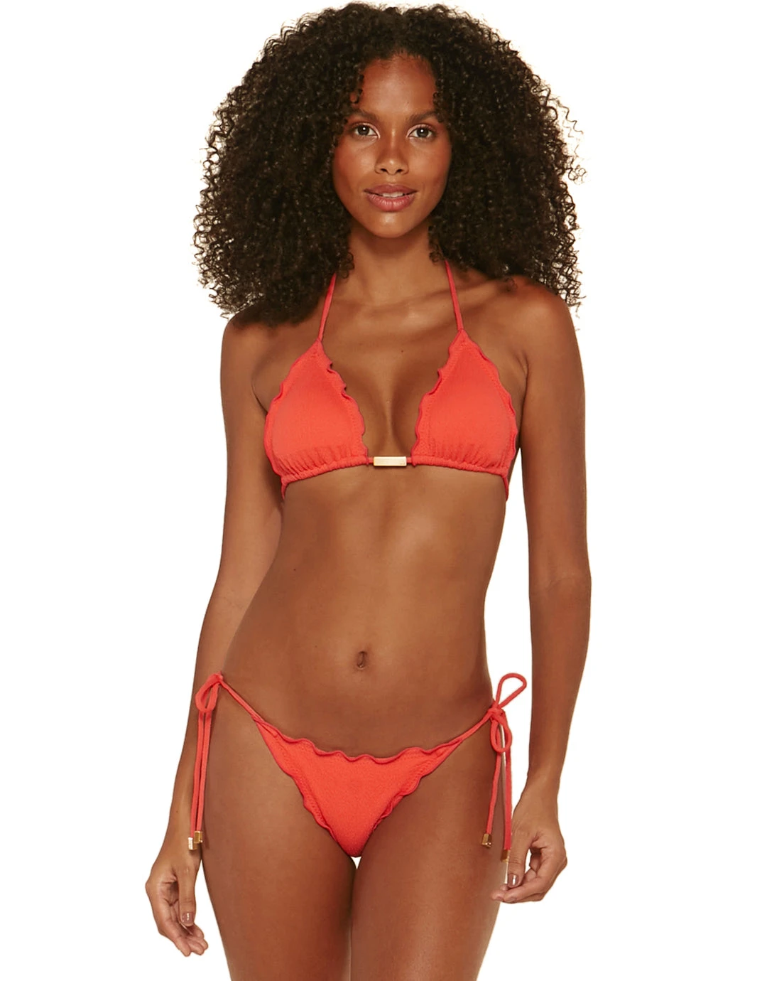 ViX Firenze Ripple Tri Bikini Top - Coral 3 ViX Firenze Ripple Tri Bikini Top - Coral - Image 3