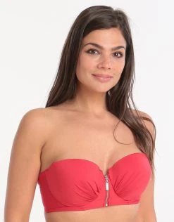 Lepel London Beach Chic Moulded Longline Bikini Top - Red