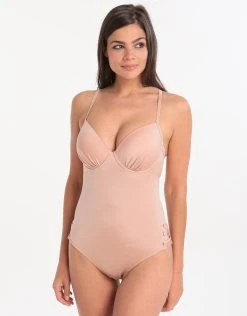 Lepel London Pretty Wild Padded Plunge Swimsuit - Rose Gold