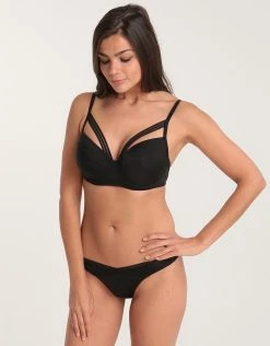 Lepel London Sea Bliss Padded Plunge Bikini Top - Shiny Black -Pitusa Shop lepel london sea bliss padded plunge bikini top shiny black 3