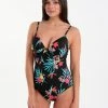 Lepel Tropic Moulded Plunge UW Swimsuit - Black Print