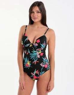 Lepel Tropic Moulded Plunge UW Swimsuit - Black Print