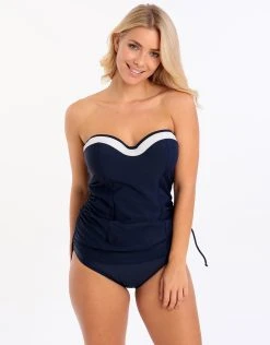 Panache Anya Cruise Moulded Bandeau Tankini - Navy And White