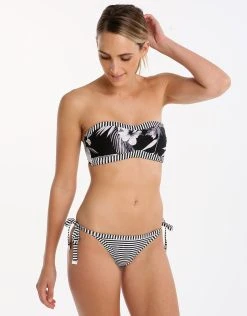 Seafolly Riviera Stripe Brazilian Tie Side - Black Marle -Pitusa Shop seafolly riviera stripe brazilian tie side black marle 4