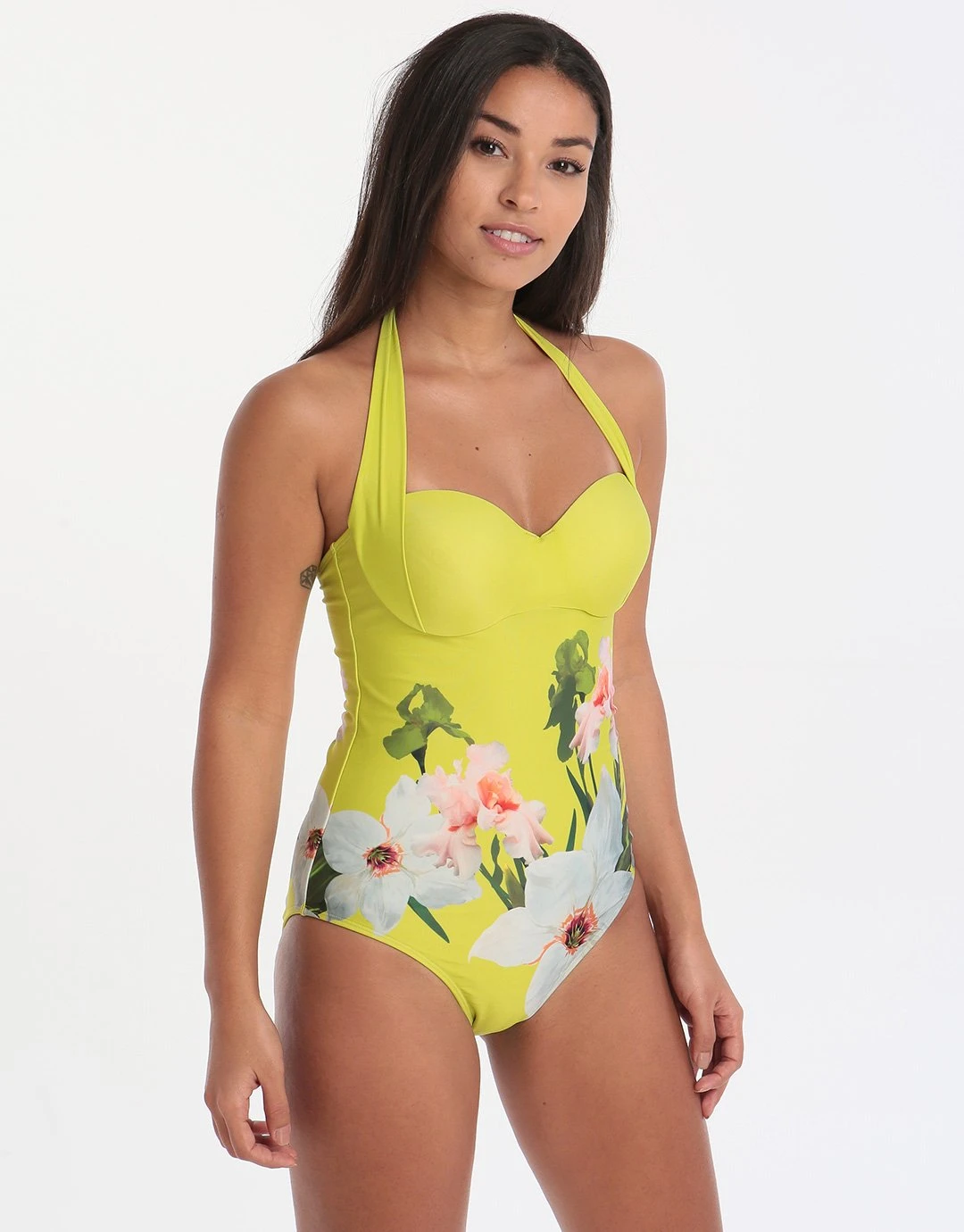 Ted Baker Chatsworth Bloom Moulded Cup Halter Suit - Green 4 Ted Baker Chatsworth Bloom Moulded Cup Halter Suit - Green - Image 4